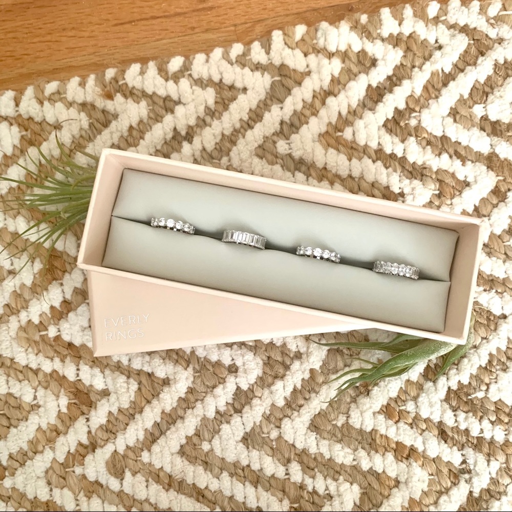 Everly Rings CZ bands set of 4 all Size 5